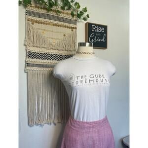 Bird & Knoll 100% Cotton Red White Pin Stripped Long Lined Maxi Skirt | M0